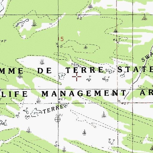 Topographic Map of Pomme De Terre State Wildlife Management Area, LA