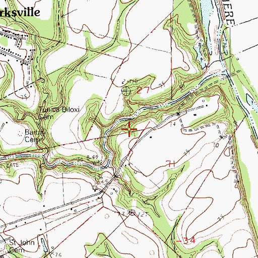 Topographic Map of Baibry Cemetery, LA