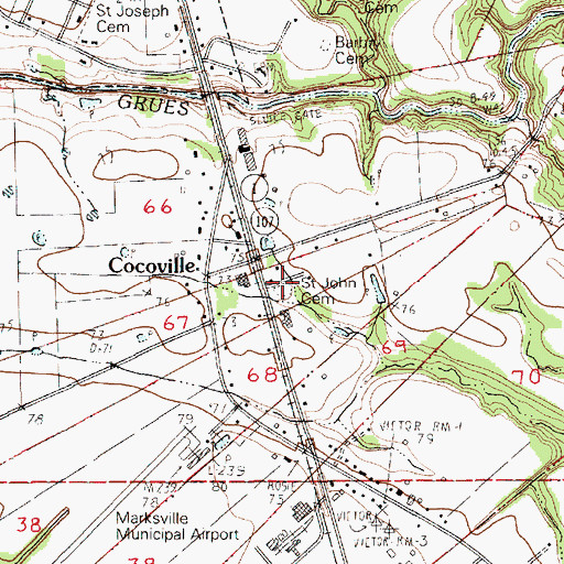 Topographic Map of Saint John Cemetery, LA
