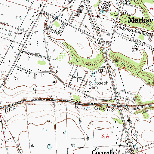 Topographic Map of Saint Joseph Cemetery, LA