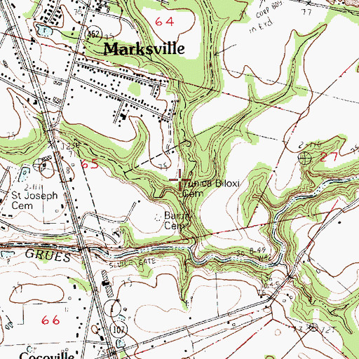 Topographic Map of Tunica-Biloxi Cemetery, LA