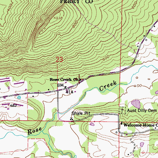 Topographic Map of Rose Creek Church, AR