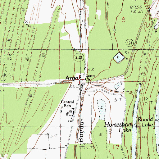 Topographic Map of Argo, LA