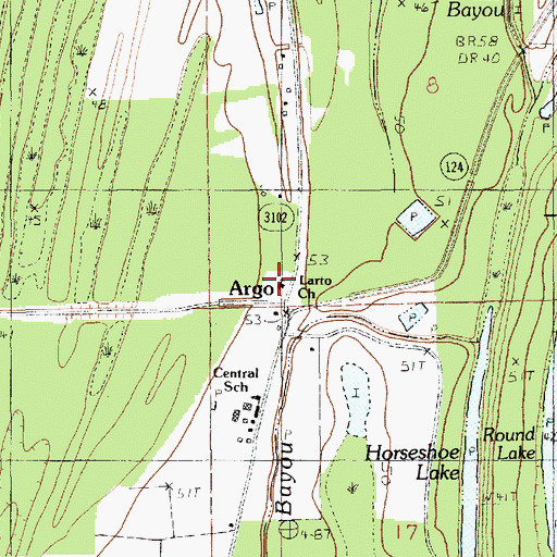 Topographic Map of Larto Church, LA