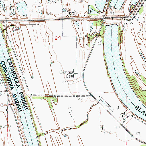 Topographic Map of Calhoun Cemetery, LA