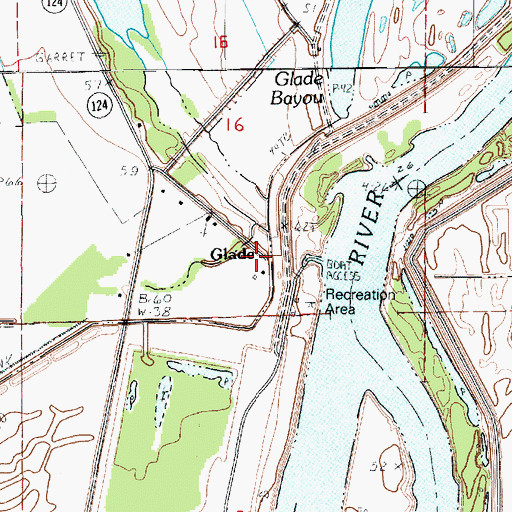 Topographic Map of Glade, LA