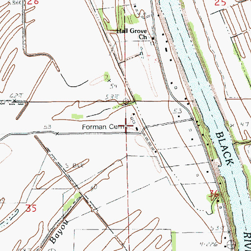 Topographic Map of Forman Cemetery, LA