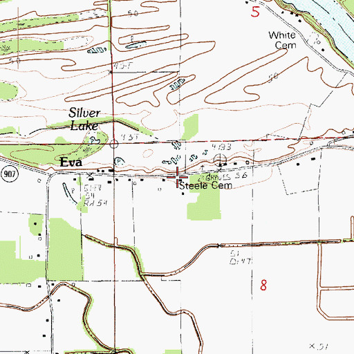 Topographic Map of Steele Cemetery, LA