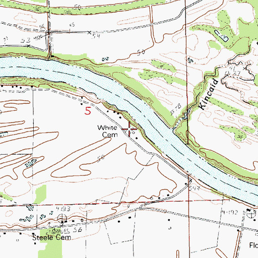 Topographic Map of White Cemetery, LA