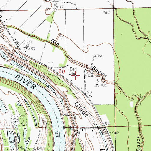 Topographic Map of Earl Cemetery, LA