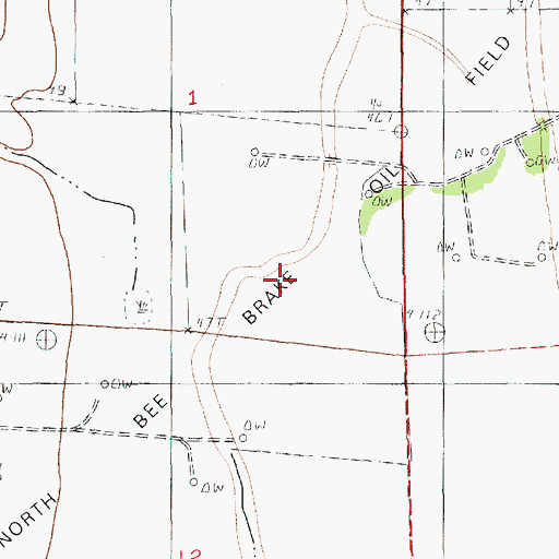 Topographic Map of North Bee Brake Oil Field, LA