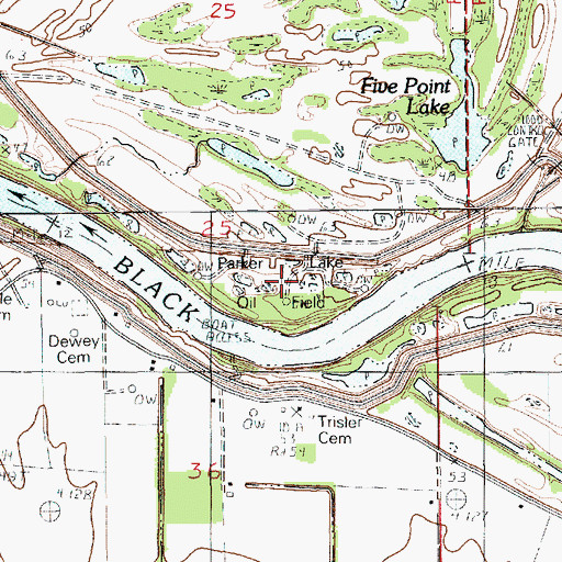 Topographic Map of Parker Lake Oil Field, LA