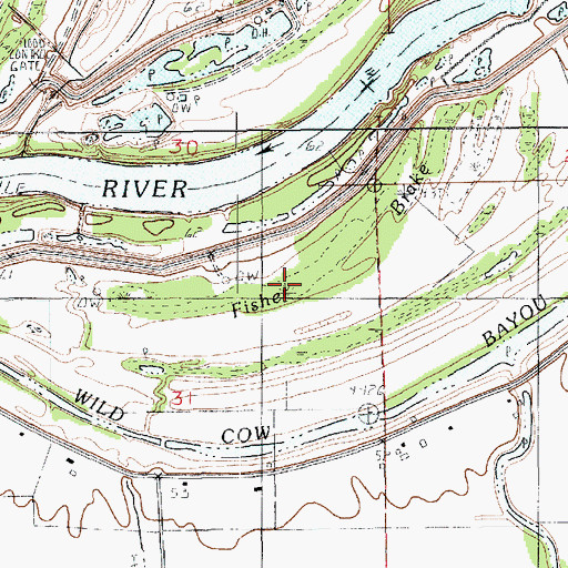 Topographic Map of Fisher Brake, LA