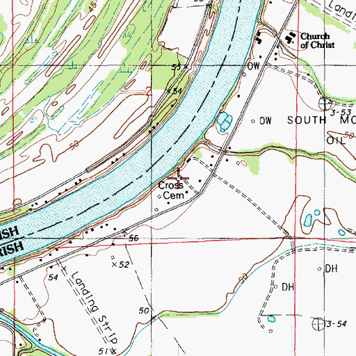 Topographic Map of Cross Cemetery, LA