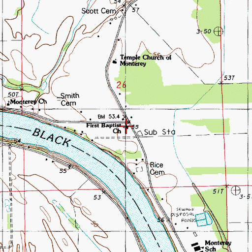 Topographic Map of First Baptist Church, LA