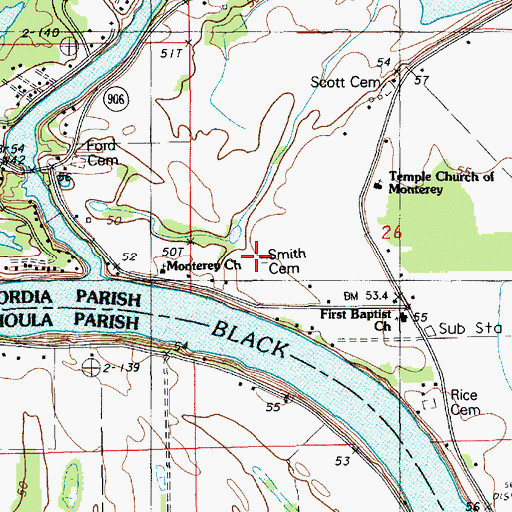 Topographic Map of Smith Cemetery, LA