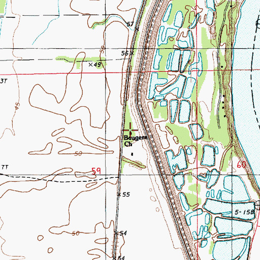 Topographic Map of Bougere Church, LA