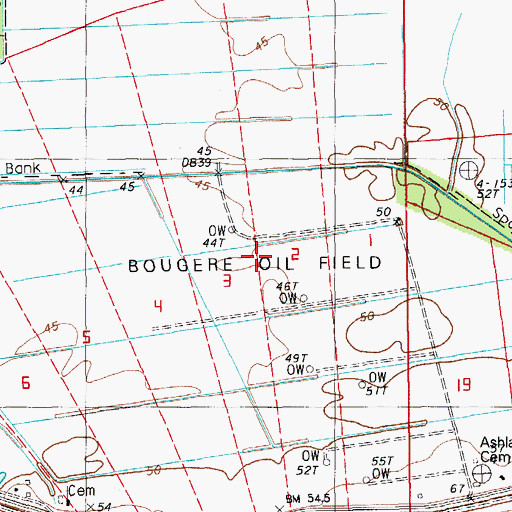 Topographic Map of Bougere Oil Field, LA