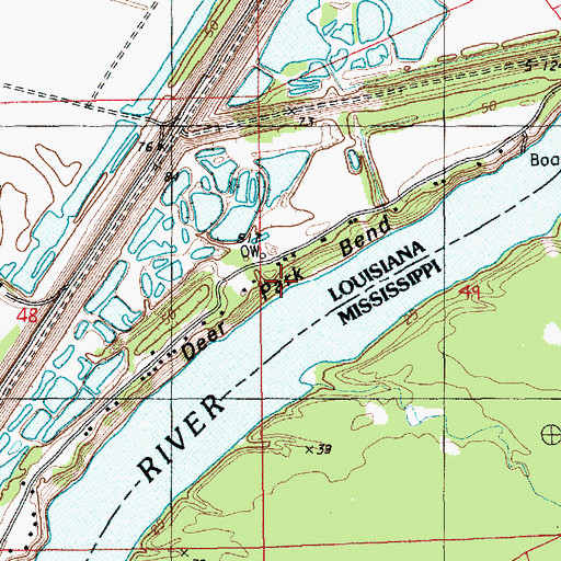 Topographic Map of Deer Park Bend, LA
