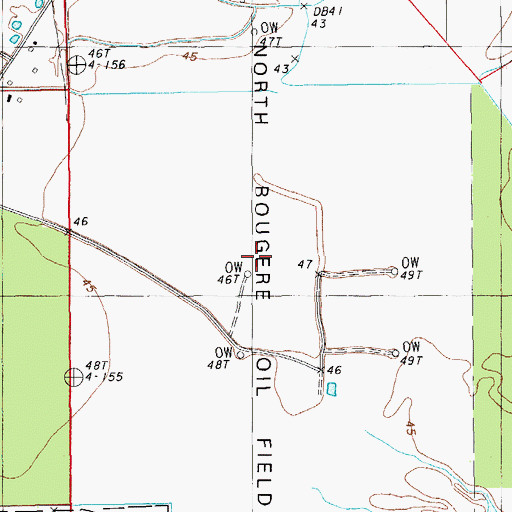 Topographic Map of North Bougere Oil Field, LA