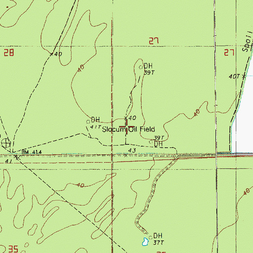 Topographic Map of Slocum Oil Field, LA