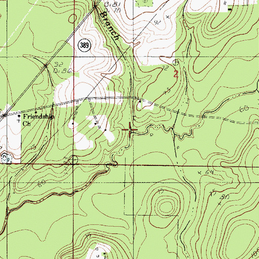 Topographic Map of Bird Branch, LA