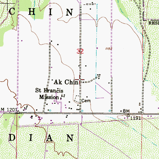 Topographic Map of Ak Chin, AZ