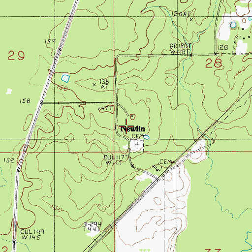 Topographic Map of Newlin, LA