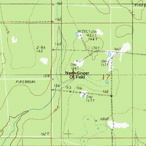 Topographic Map of North Singer Oil Field, LA
