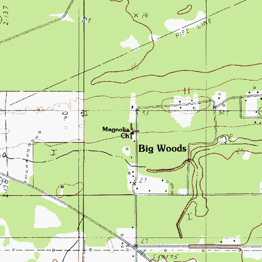 Topographic Map of Magnolia Church, LA