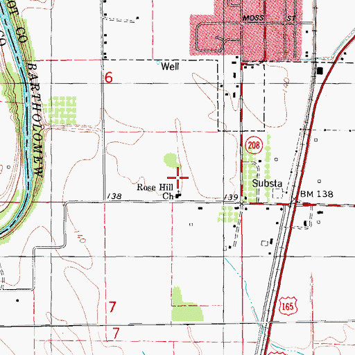 Topographic Map of Rose Hill Church, AR
