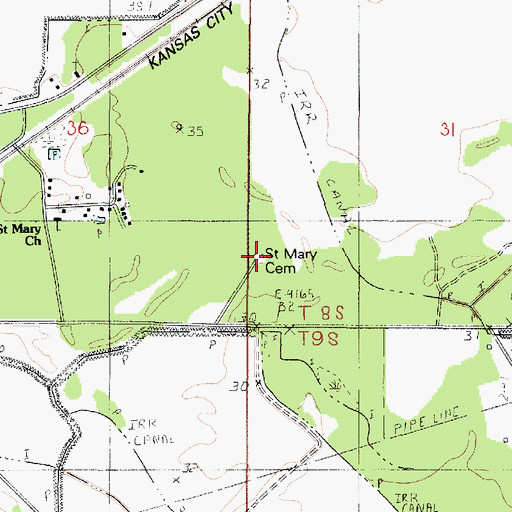 Topographic Map of Saint Mary Cemetery, LA