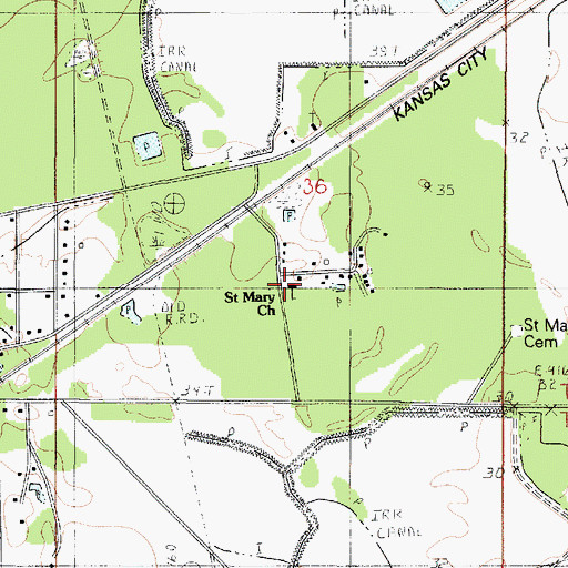 Topographic Map of Saint Mary Church, LA