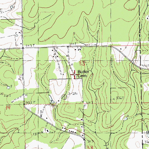 Topographic Map of Butler Cemetery, LA