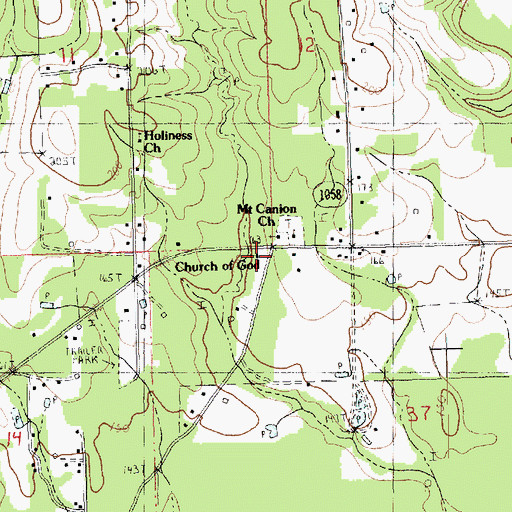 Topographic Map of Church of God, LA