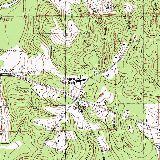 Topographic Map of Hagen School, LA