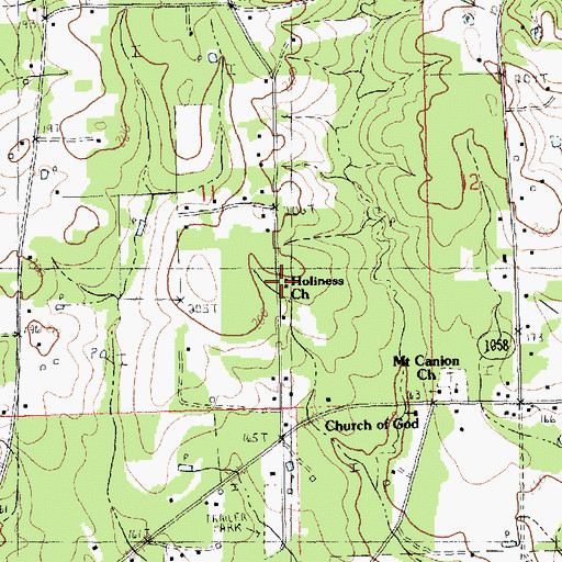 Topographic Map of Holiness Church, LA