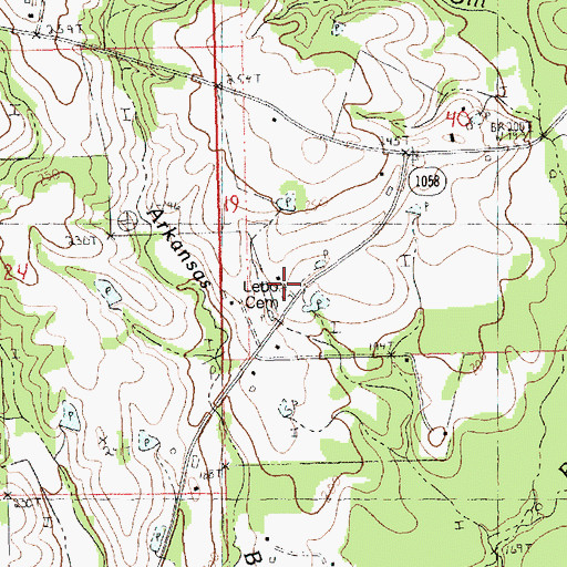 Topographic Map of Lebo Cemetery, LA