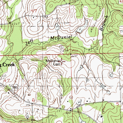 Topographic Map of McDaniel Cemetery, LA