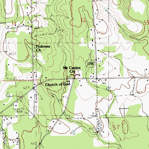 Topographic Map of Mount Canion Church, LA