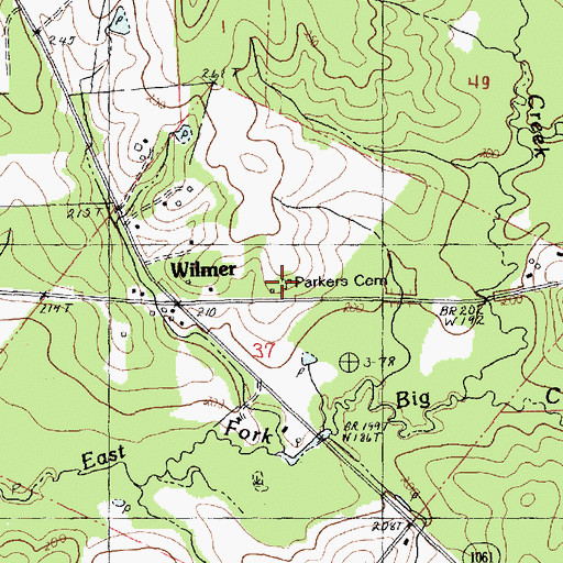 Topographic Map of Parkers Cemetery, LA