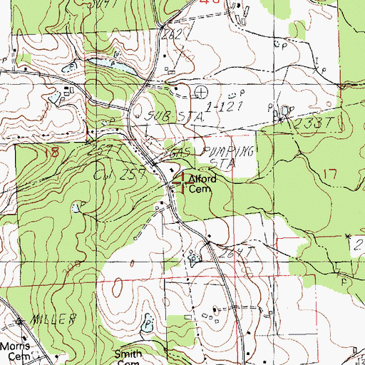 Topographic Map of Alford Cemetery, LA
