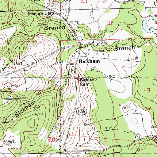 Topographic Map of Bickham Cemetery, LA