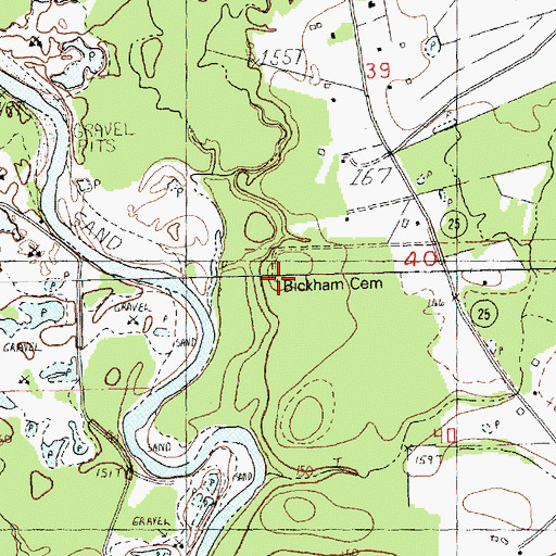 Topographic Map of Bickham Cemetery, LA