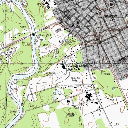 Topographic Map of Bowling Green School, LA