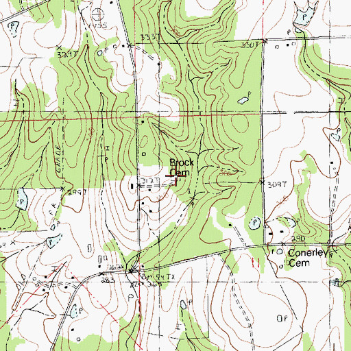 Topographic Map of Brock Cemetery, LA