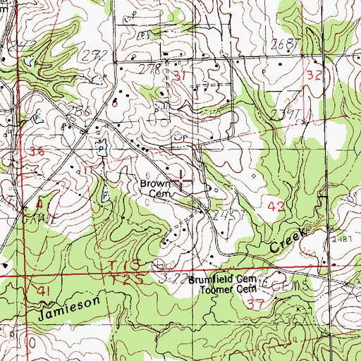 Topographic Map of Brown Cemetery, LA