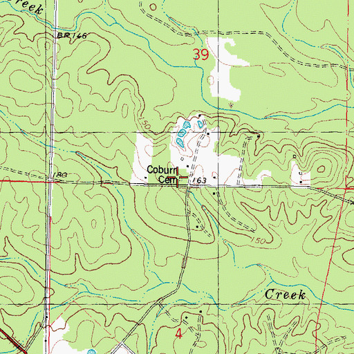 Topographic Map of Coburn Cemetery, LA