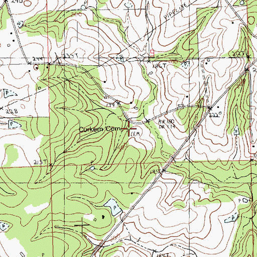 Topographic Map of Corkern Cemetery, LA
