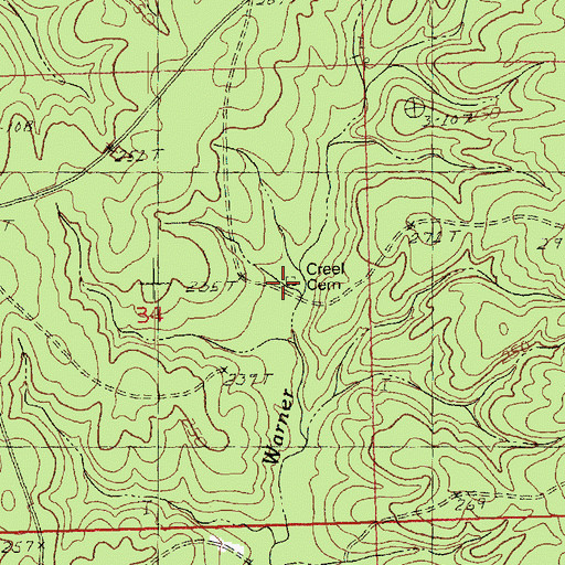 Topographic Map of Creel Cemetery, LA